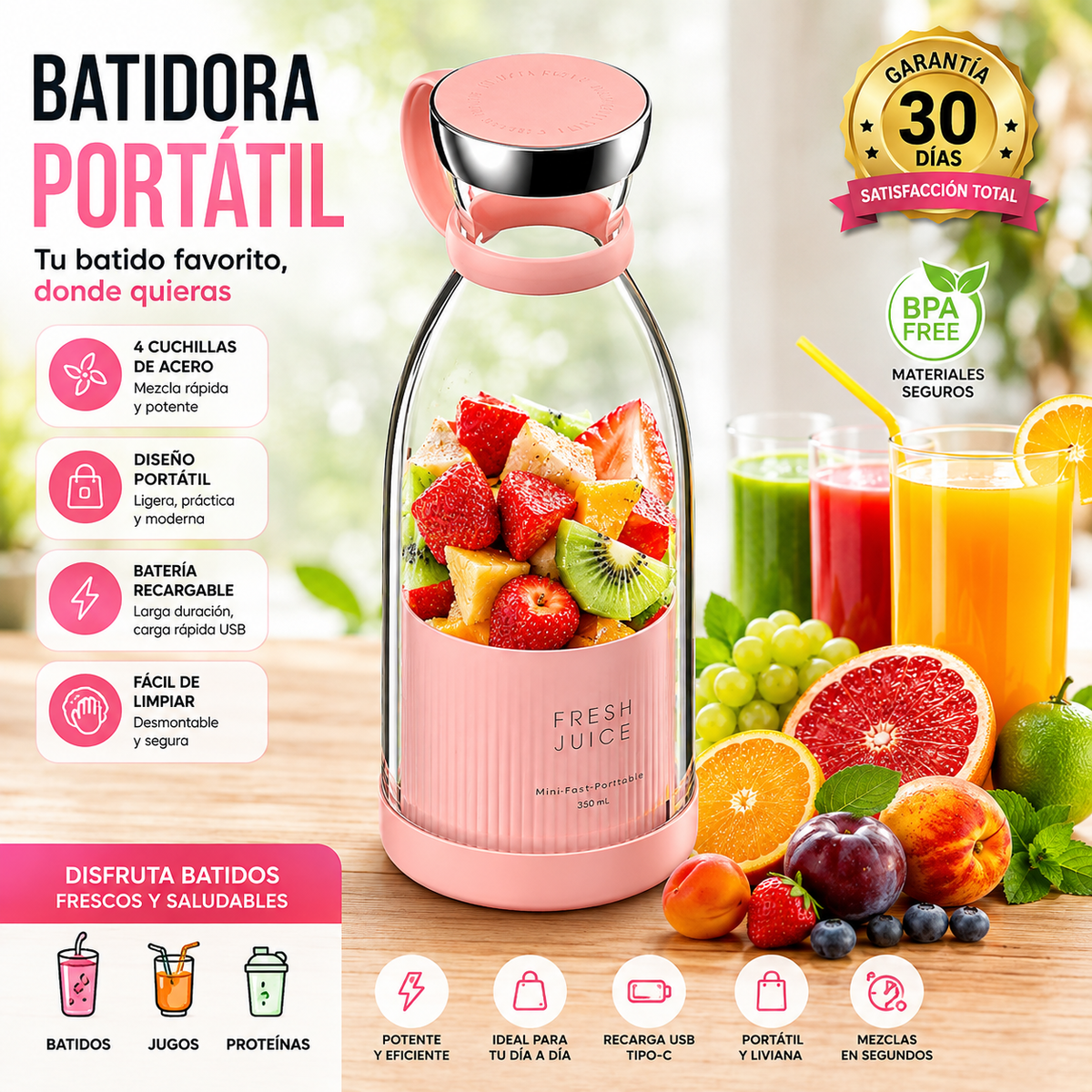 Batidora Portátil 420 ml